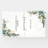 Birthday eucalyptus greenery Gold monogram Spandoek (Horizontaal)