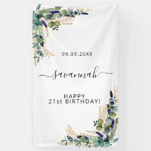 Birthday eucalyptus greenery Gold monogram Spandoek