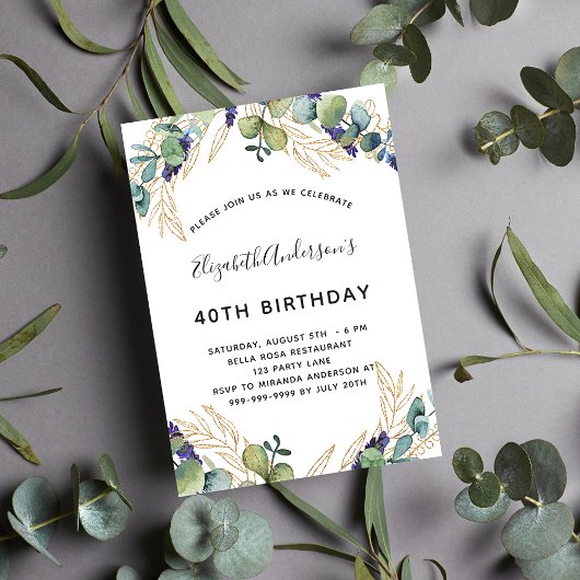 Birthday eucalyptus greenery luxe