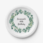 Birthday eucalyptus greenery met grote benaming el papieren bordje (Voorkant)