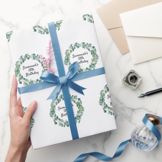 Birthday eucalyptus greenery met het grote naamscr cadeaupapier (Geschenken)