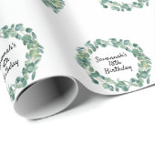 Birthday eucalyptus greenery met het grote naamscr cadeaupapier (Rol Hoek)