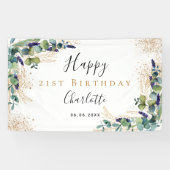 Birthday eucalyptus greenery modern welkom spandoek (Horizontaal)