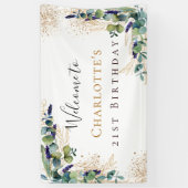 Birthday eucalyptus greenery modern welkom spandoek (Verticaal)