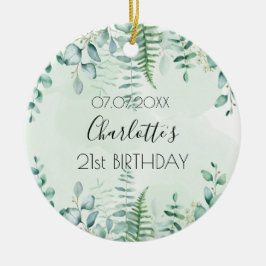 Birthday eucalyptus greenery name elegant keramisch ornament