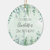 Birthday eucalyptus greenery name elegant keramisch ornament (Links)