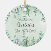 Birthday eucalyptus greenery name elegant keramisch ornament (Achterkant)