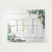 Birthday eucalyptus greenery rustige houtnaam wandkleed (Voorkant (horizontaal))