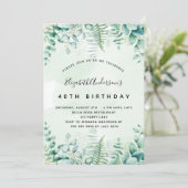 Birthday eucalyptus greenery woodvetten kaart (Staand voorkant)