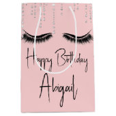 Birthday Eyelashes met Bling op Roze Medium Cadeauzakje (Voorkant)