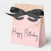 Birthday Eyelashes met Gold Glitter Bedankdoosjes (Voorkant Zijde)