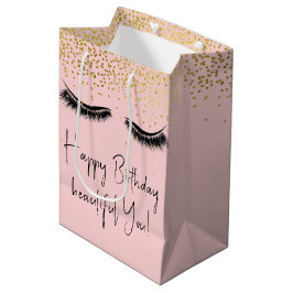 Birthday Eyelashes met Gold Glitter Medium Cadeauzakje