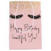 Birthday Eyelashes met Gold Glitter Medium Cadeauzakje (Voorkant)