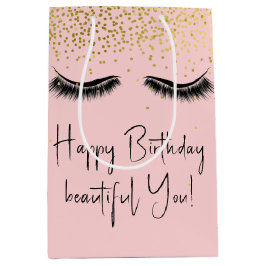 Birthday Eyelashes met Gold Glitter Medium Cadeauzakje
