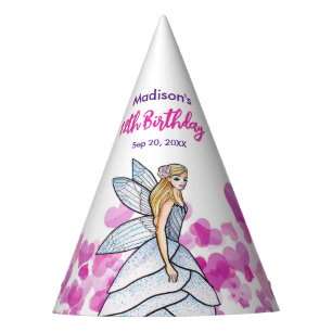 Birthday Fairy Princess Pink Hearts Mode Schets Feesthoedjes