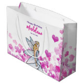 Birthday Fairy Princess Pink Hearts Mode Schets Groot Cadeauzakje (Achterkant Gekanteld)