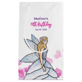 Birthday Fairy Princess Pink Hearts Mode Schets Klein Cadeauzakje (Voorkant)