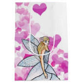 Birthday Fairy Princess Pink Hearts Mode Schets Medium Cadeauzakje (Achterkant)