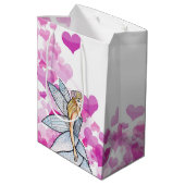 Birthday Fairy Princess Pink Hearts Mode Schets Medium Cadeauzakje (Achterkant Gekanteld)