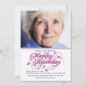 Birthday Fancy Fotouitnodiging Kaart (Voorkant)