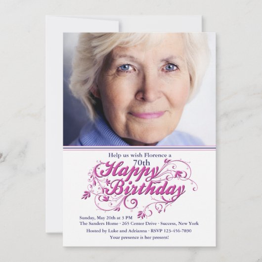 Birthday Fancy Fotouitnodiging Kaart (Voorkant)