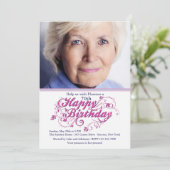 Birthday Fancy Fotouitnodiging Kaart (Staand voorkant)