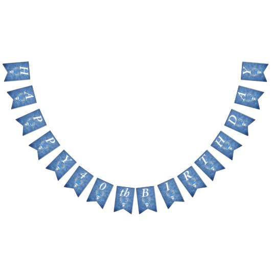 Birthday Fantasy White Deer Head Rozen Misty Blue Vlaggetjes (Alle)