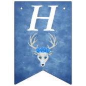 Birthday Fantasy White Deer Head Rozen Misty Blue Vlaggetjes (Eerste vlag)