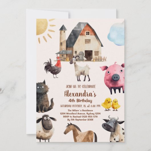 Birthday Farm Animals Kaart (Voorkant)