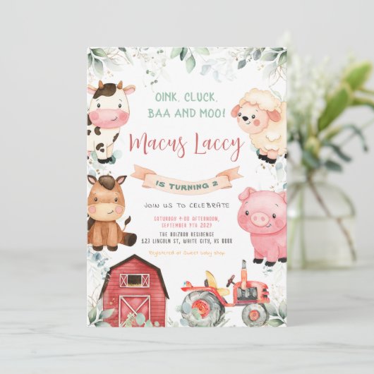 Birthday Farm Animals Kaart (Staand voorkant)