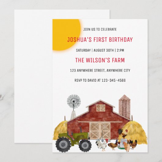 Birthday Farm Animals Kaart (Voorkant / Achterkant)