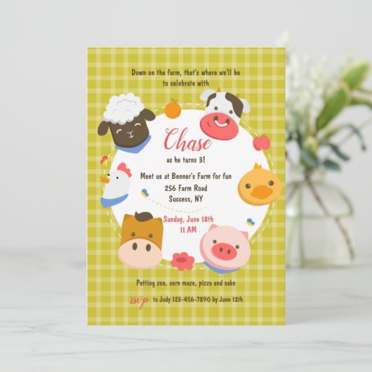 Birthday Farm Animals Kaart (Staand voorkant)