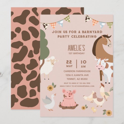 Birthday Farm Animals Kaart (Voorkant / Achterkant)