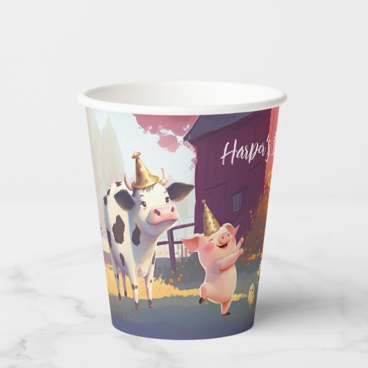 Birthday Farm Animals Papieren Bekers (Voorkant)
