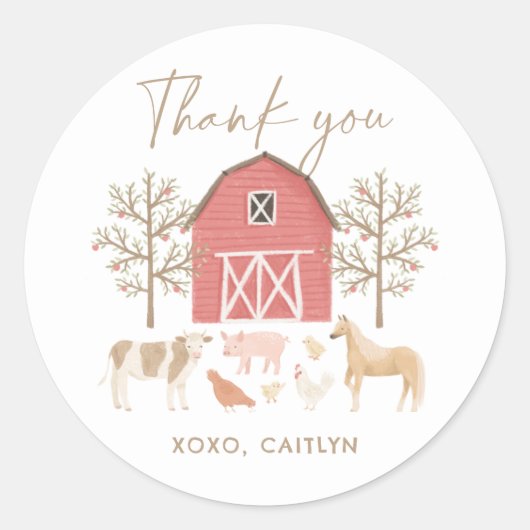 Birthday Farm Animals Ronde Sticker (Voorkant)