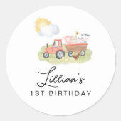 Birthday Farm Animals Ronde Sticker (Voorkant)