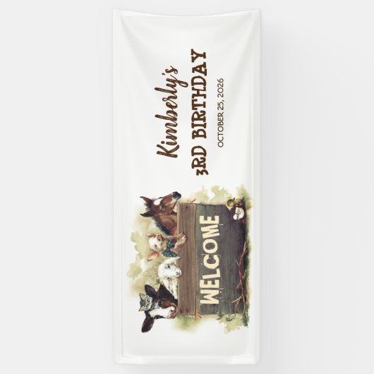 Birthday Farm Animals Spandoek (Verticaal)