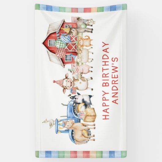 Birthday Farm Animals Spandoek (Verticaal)