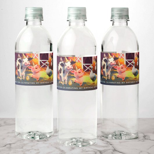 Birthday Farm Animals Waterfles Etiket