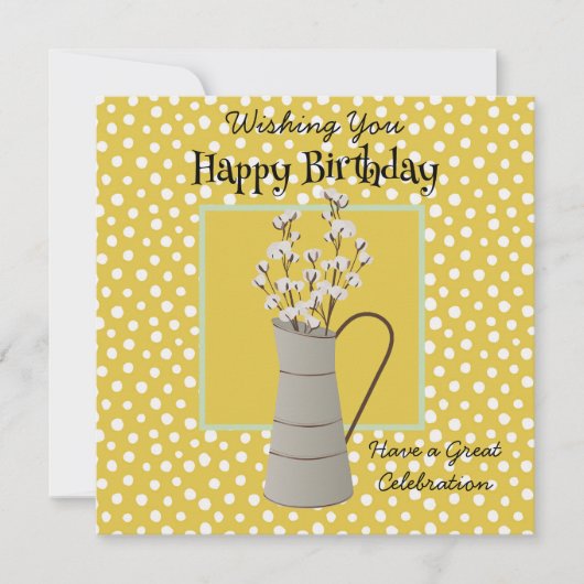 Birthday Farmhouse Bouquet Willows Gold Sage Green (Voorkant)