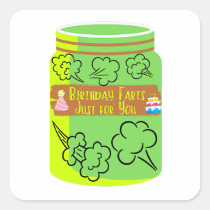 Birthday Farts voor je Fart Jar Vierkante Sticker