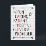 Birthday FATHER Acrostic Kaart<br><div class="desc">Een verjaardagskaart voor een vader met beschrijvende woorden,  zoals plezier,  zorg,  geduld,  handig,  slim,  provider,  met bepaalde letters die de "VADER"-Kaart duidelijk maken,  heeft een pijnlijke witte baksteen achtergrond en konijn,  hart,  pijl en lichte lampdoedels. Verander het binnenvers,  als je wilt.</div>