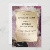Birthday | Faux Metallic Gold Plum Merlot Strokes Kaart (Voorkant)