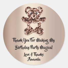 Birthday Favor Brown Heart Spark Glitter Beer Ronde Sticker