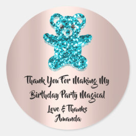 Birthday Favor Glitter Blue Spark Glitter Beer Ronde Sticker