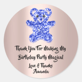 Birthday Favor Glitter Blue Spark Glitter Beer Ronde Sticker