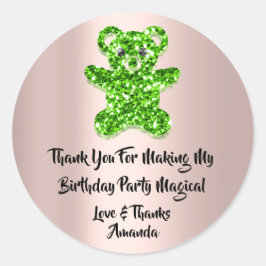 Birthday Favor Glitter Green Spark Glitter Beer Ronde Sticker