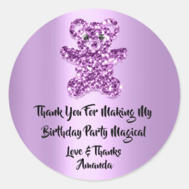 Birthday Favor Glitter Paars Violet Glitter Beer Ronde Sticker