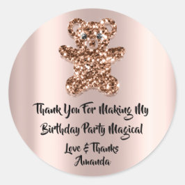 Birthday Favor Glitter Sweet Brown Glitter Beer Ronde Sticker