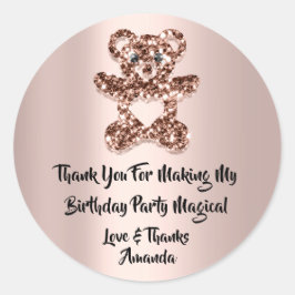 Birthday Favor Roos Heart Spark Glitter Beer Ronde Sticker